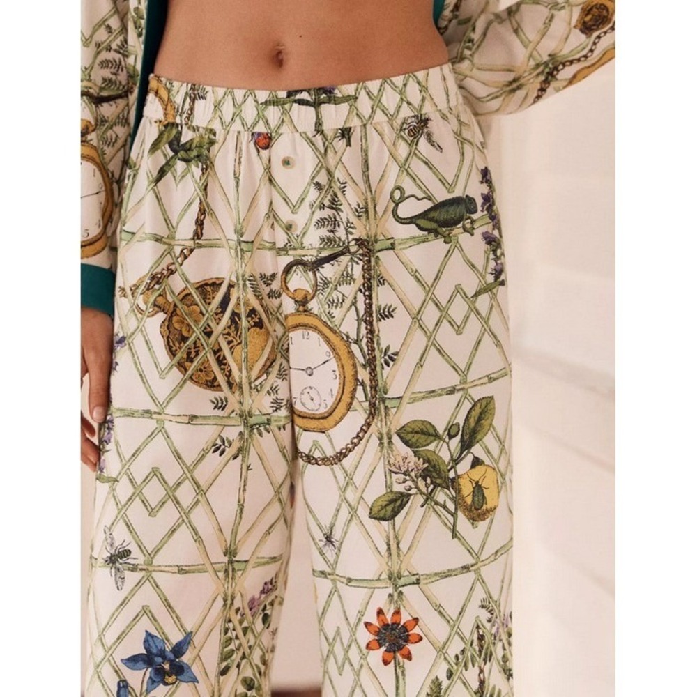 Anthropologie LyreBird Pajama Pants Flannel XL Extra Large Botanical Garden